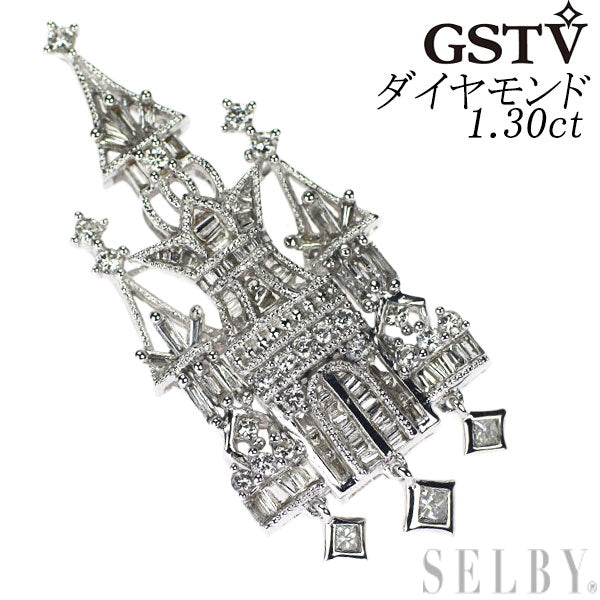 GSTV K18WG ダイヤモンド ペンダントトップ 1.30ct 城