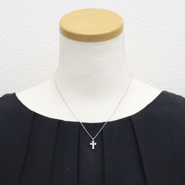 K18WG/ Pt850 ダイヤモンド ペンダントネックレス 0.50ct クロス