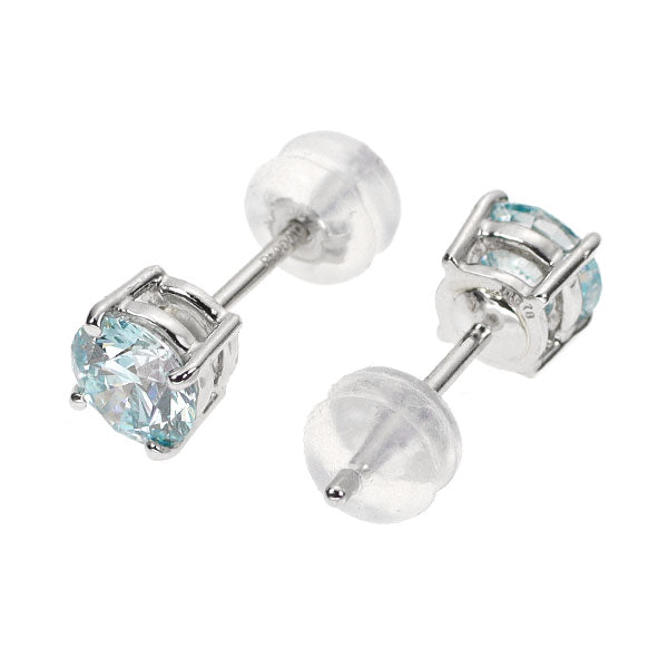 新品 Pt900 トリートアイスブルー ダイヤモンド ピアス 1.175ct FIGB SI1-2 4本爪スタッド【エスコレ】