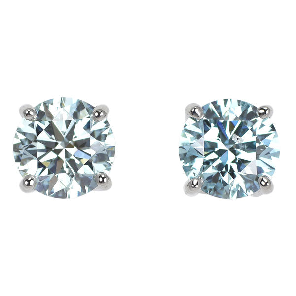 新品 Pt900 トリートアイスブルー ダイヤモンド ピアス 1.175ct FIGB SI1-2 4本爪スタッド【エスコレ】