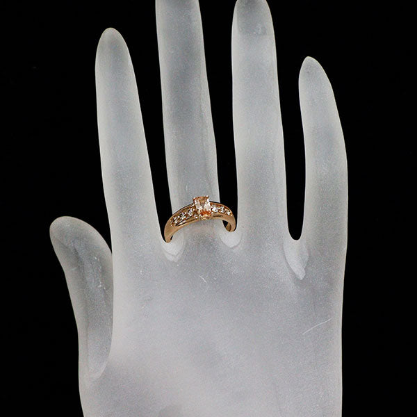 GSTV 希少 K18PG インペリアル トパーズ ダイヤモンド リング 0.40ct D0.20ct