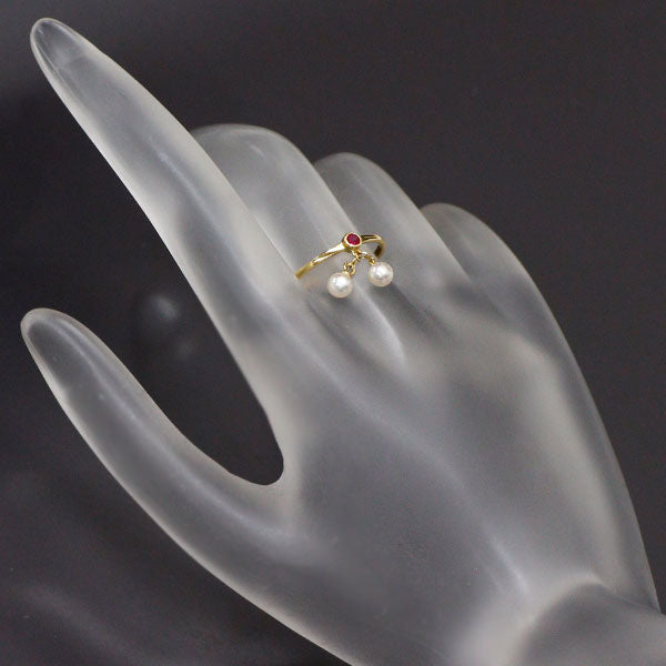 ミキモト K18YG ルビー アコヤベビーパール リング 径約 3.7mm