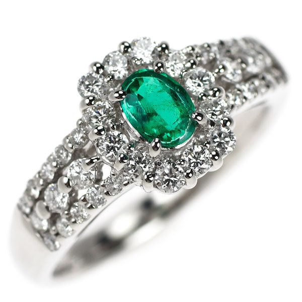 Pt900 エメラルド ダイヤモンド リング 0.22ct D0.43ct