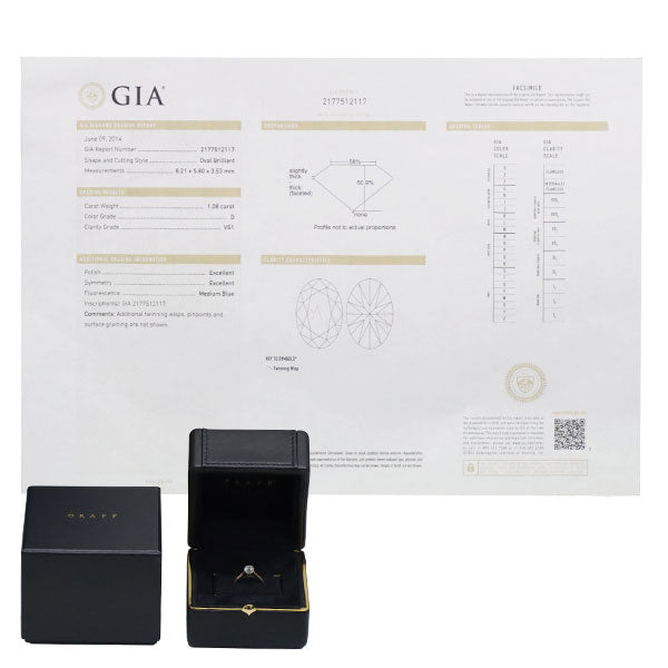 Graff Pt950/K18PG Oval Diamond Ring 1.08ct D VS1 #7.5《Selby Ginza Store》[S, Like New, Polished] [Used] 