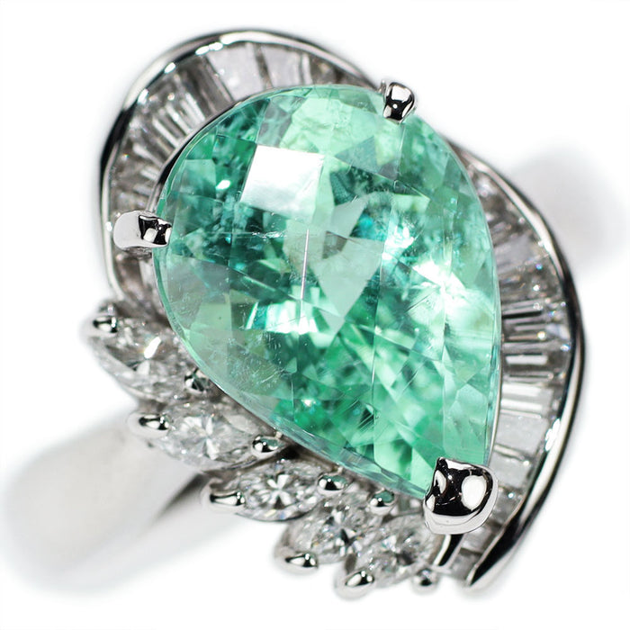 Green Tourmaline Pt900グリーントルマリン ダイヤモンドリング