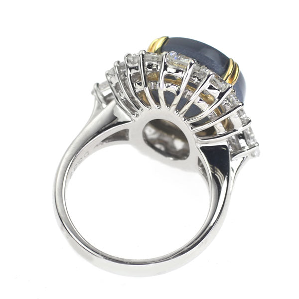 Pt900/K18YG ブラックオパール ダイヤモンド リング 6.45ct D3.39ct