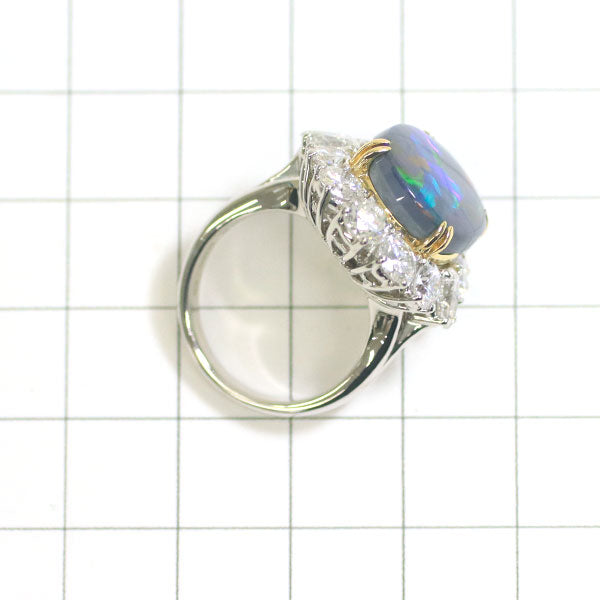 Pt900/K18YG ブラックオパール ダイヤモンド リング 6.45ct D3.39ct