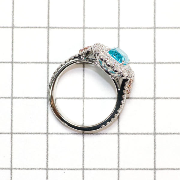 K18/Pt900 ブラジル産パライバ トルマリン 天然ピンクダイヤモンド リング 2.27ct PD0.10ct D1.45ct
