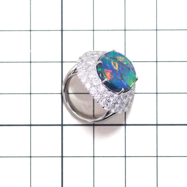 Pt900 Black Opal Diamond Ring 7.20ct D3.86ct 