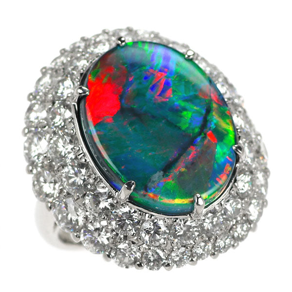 Pt900 Black Opal Diamond Ring 7.20ct D3.86ct 