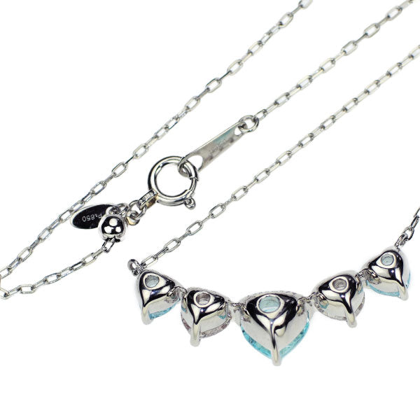 Pt900/Pt850 ハートシェイプ パライバトルマリン ペンダントネックレス 1.33ct D0.627ct VLB/LPB I1/SI2