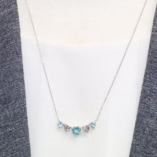 Pt900/Pt850 ハートシェイプ パライバトルマリン ペンダントネックレス 1.33ct D0.627ct VLB/LPB I1/SI2