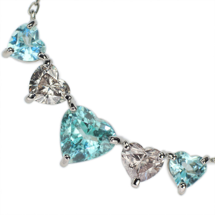 Pt900/Pt850 ハートシェイプ パライバトルマリン ペンダントネックレス 1.33ct D0.627ct VLB/LPB I1/SI2