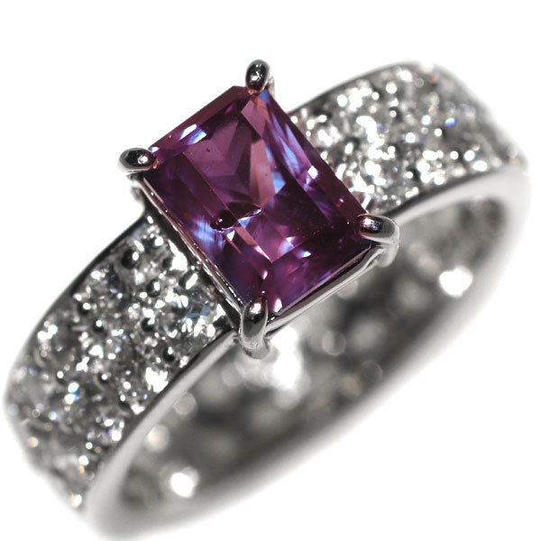 希少 Pt900 アレキサンドライト ダイヤモンド リング 1.277ct D2.19ct フルパヴェ