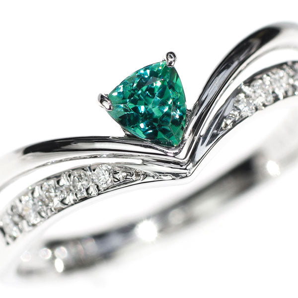希少 Pt900 ブラジル産 パライバトルマリン ダイヤモンド リング 0.34ct D0.11ct