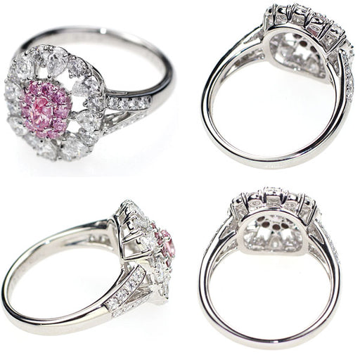 希少 Pt950 天然ビビッドピンクダイヤモンド リング 0.16ct FVPP PD0