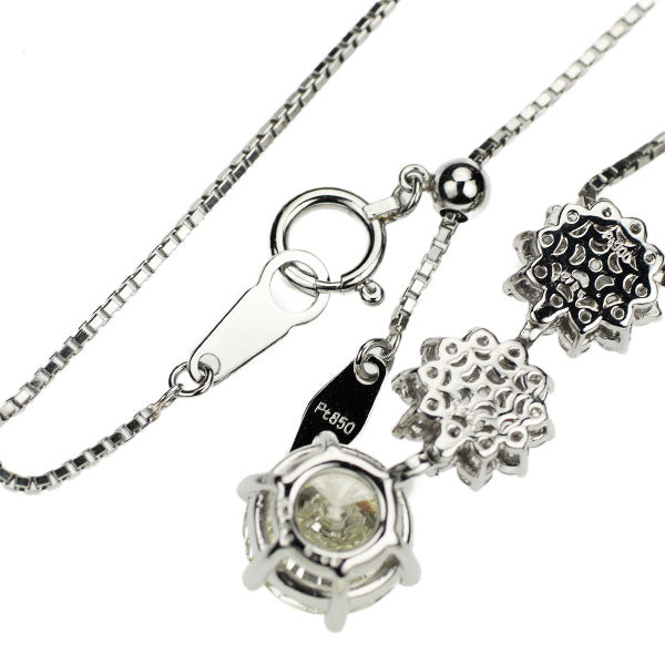 Pt900/Pt850 天然イエロー/グリーン/ピンクダイヤモンド ペンダントネックレス 2.092ct VLY VS2 VG 0.185ct LG/VS1 0.228ct VLP/VS2 D0.40ct