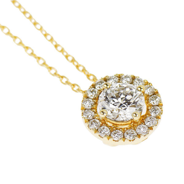フォーエバーマーク K18YG ダイヤモンド ペンダントネックレス 0.50ct G SI1 EX D0.15ct