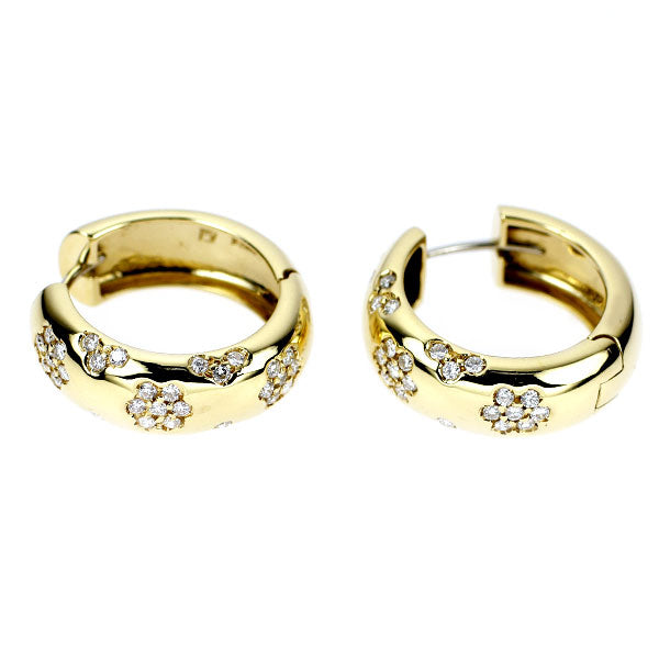 ポンテヴェキオ K18YG/WG ダイヤモンド ピアス 0.76ct   フープ  フラワー