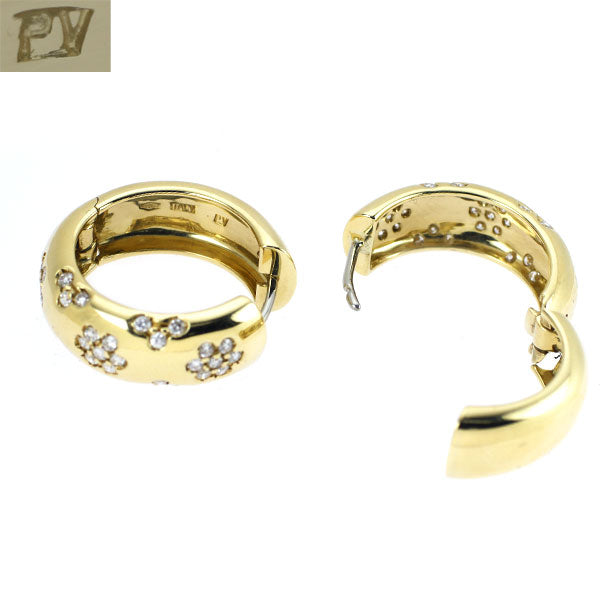 ポンテヴェキオ K18YG/WG ダイヤモンド ピアス 0.76ct   フープ  フラワー