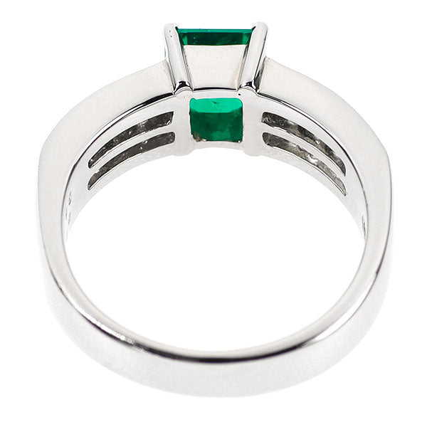 Pt900 Emerald Diamond Ring 0.96ct D1.00ct 