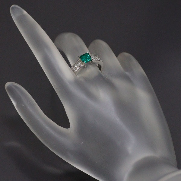 Pt900 Emerald Diamond Ring 0.96ct D1.00ct 