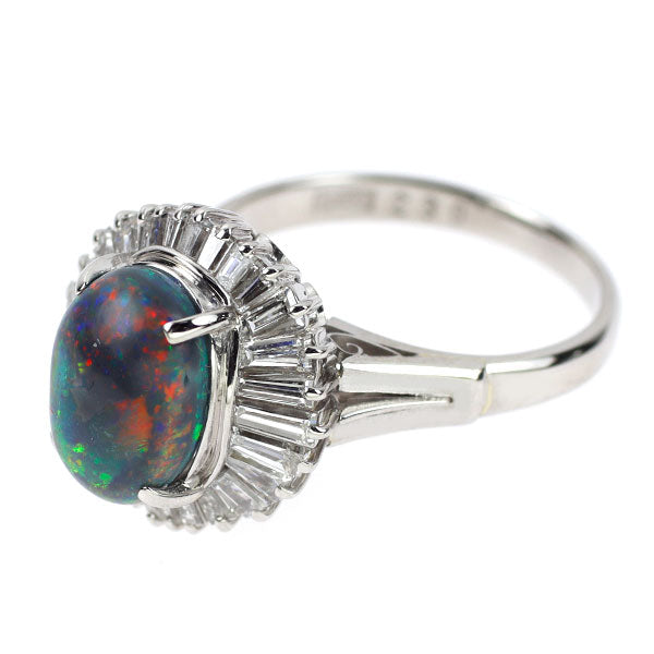 Pt900 ブラックオパール ダイヤモンド リング 2.30ct D0.60ct