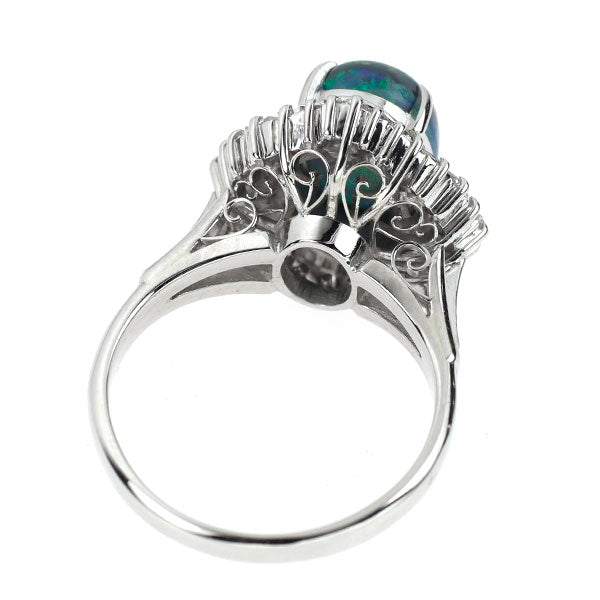 Pt900 ブラックオパール ダイヤモンド リング 2.30ct D0.60ct