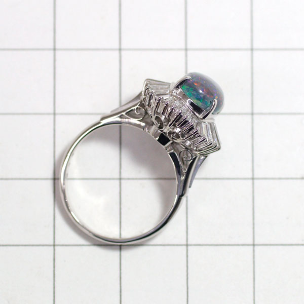 Pt900 ブラックオパール ダイヤモンド リング 2.30ct D0.60ct