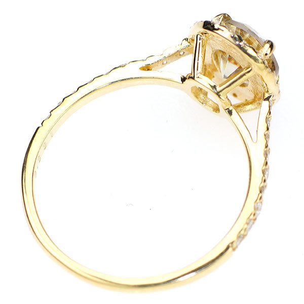 新品 K18YG 希少 キャシテライト ダイヤモンド リング 2.331ct D0.32ct【エスコレ】