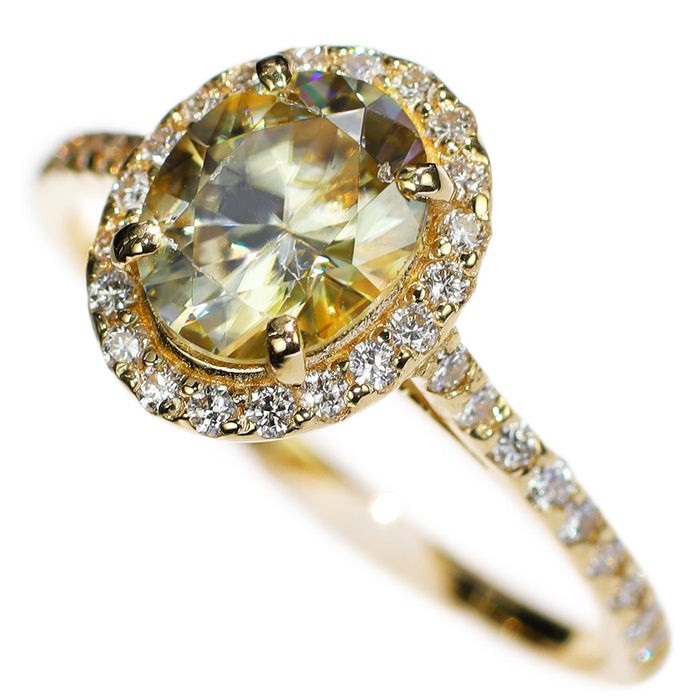 新品 K18YG 希少 キャシテライト ダイヤモンド リング 2.331ct D0.32ct【エスコレ】