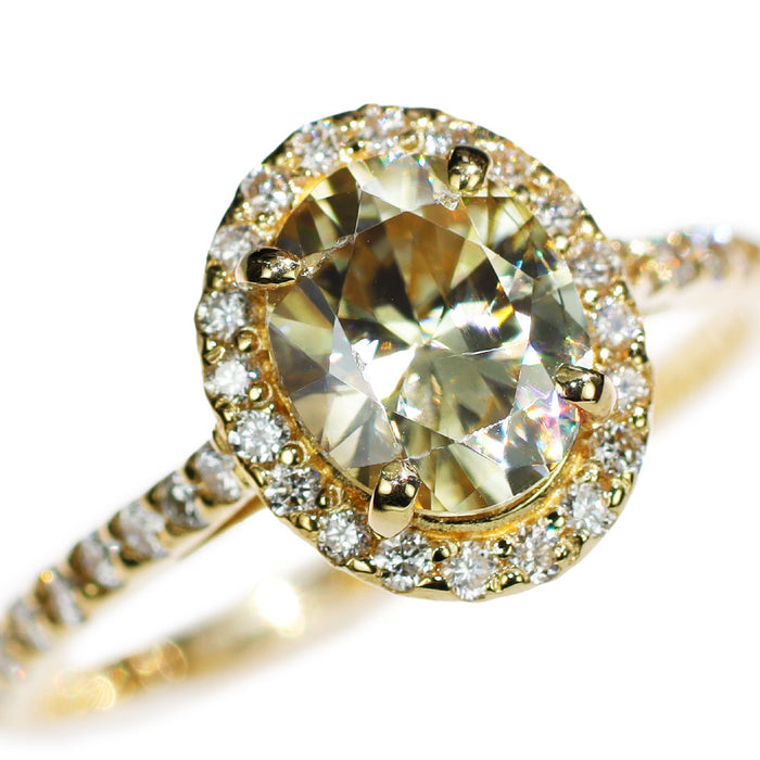 新品 K18YG 希少 キャシテライト ダイヤモンド リング 2.331ct D0.32ct【エスコレ】