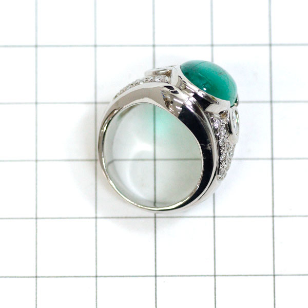 Pt900 エメラルドキャッツアイ ダイヤモンド リング 5.68ct D0.95ct