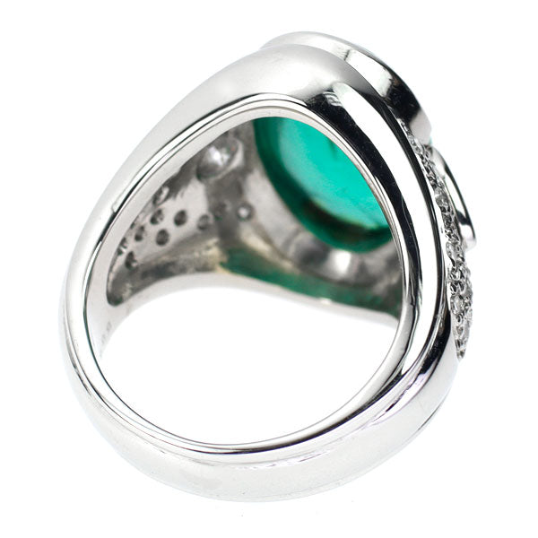 Pt900 エメラルドキャッツアイ ダイヤモンド リング 5.68ct D0.95ct