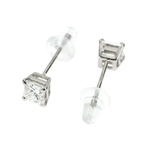 新品 Pt900 プリンセスカット ダイヤモンド ピアス 0.709ct F/G VS1-2