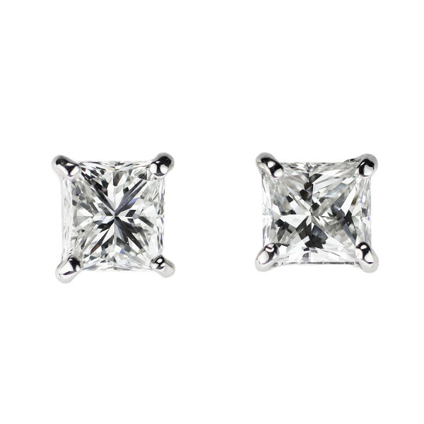 新品 Pt900 プリンセスカット ダイヤモンド ピアス 0.709ct F/G VS1-2