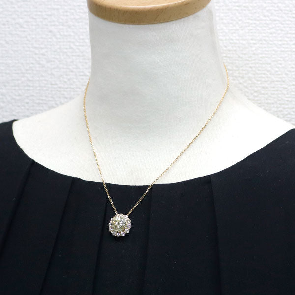 新品 K18YG ダイヤモンド ペンダントネックレス 4.392ct LY I1 Poor D1.26ct