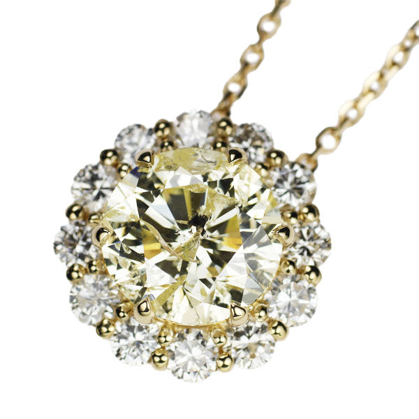 新品 K18YG ダイヤモンド ペンダントネックレス 4.392ct LY I1 Poor D1.26ct
