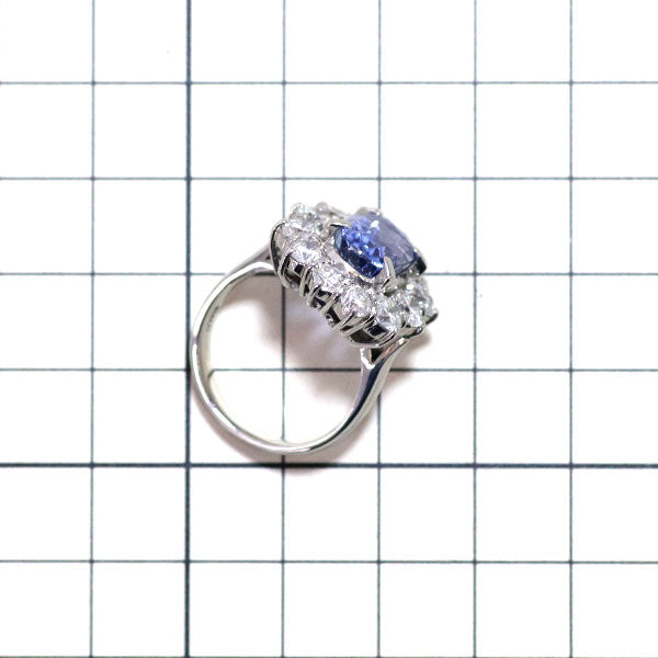 Pt900 スリランカ産 非加熱サファイア ダイヤモンド リング 7.76ct D3.42ct