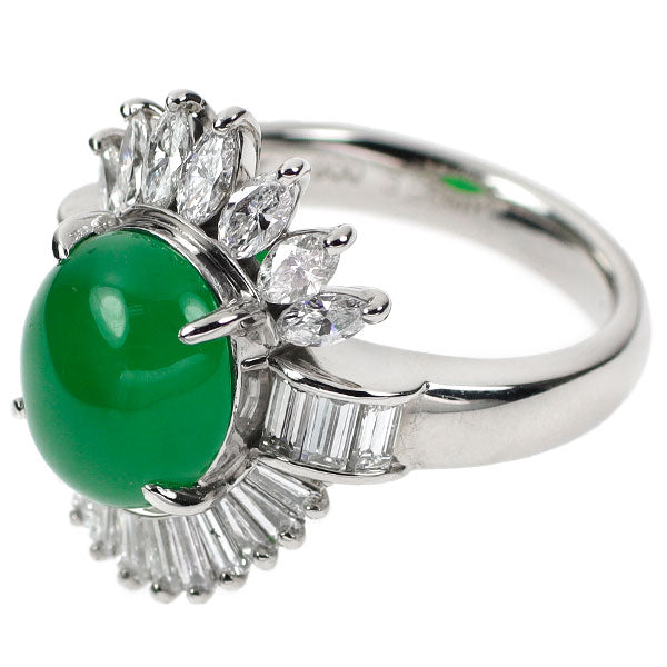 Pt900 翡翠 ダイヤモンド リング 3.90ct D1.403ct