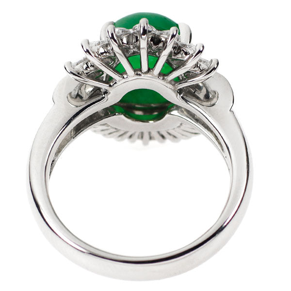 Pt900 翡翠 ダイヤモンド リング 3.90ct D1.403ct