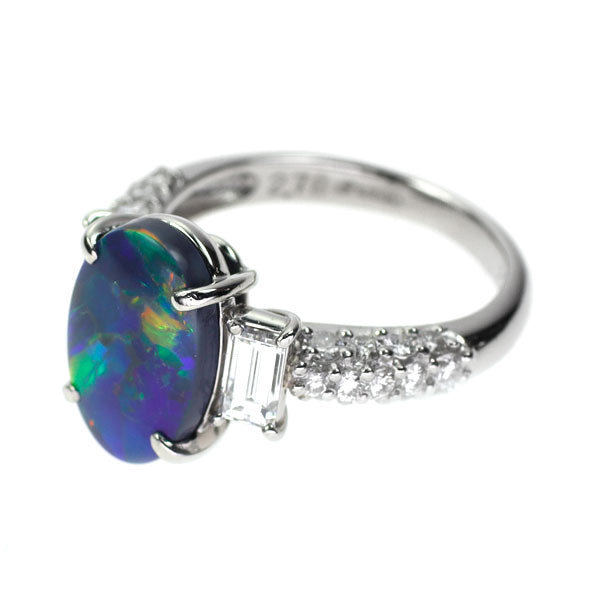 Pt900 ブラックオパール ダイヤモンド リング 2.78ct D1.22ct