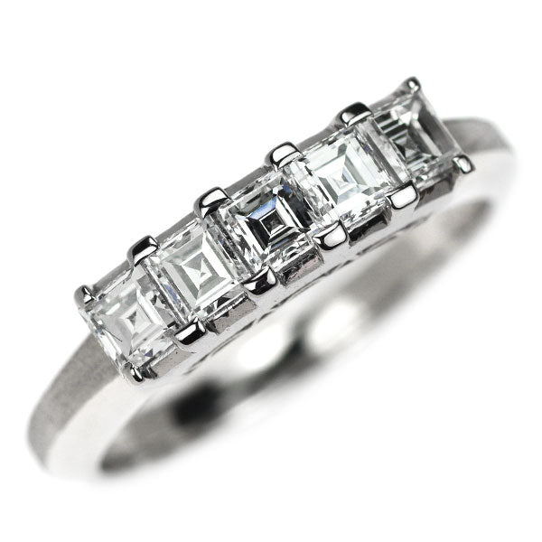 Pt900 スクエアカット ダイヤモンド リング 0.67ct 一文字