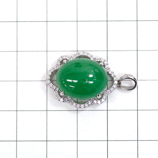 Pt900 翡翠 ダイヤモンド ペンダントトップ 14.69ct D0.393ct