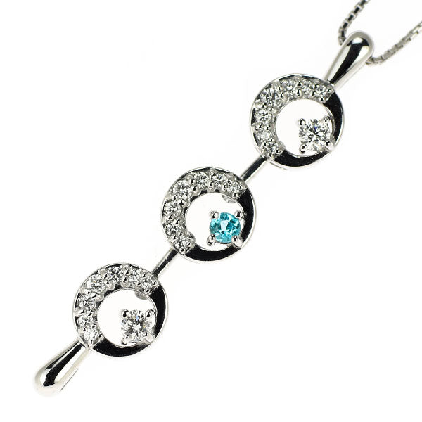 K18WG パライバトルマリン ダイヤモンド ペンダントネックレス 0.05ct D0.28ct