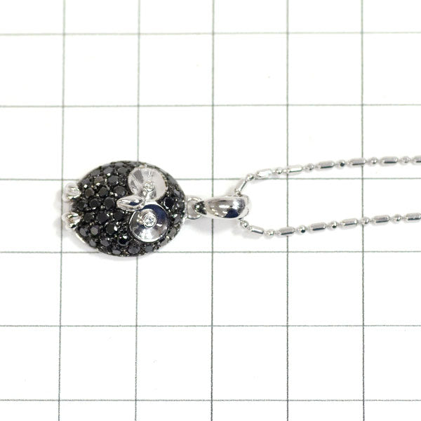 K18WG ブラック/カラーレス ダイヤモンド ペンダントネックレス 0.68ct D0.02ct ふくろう