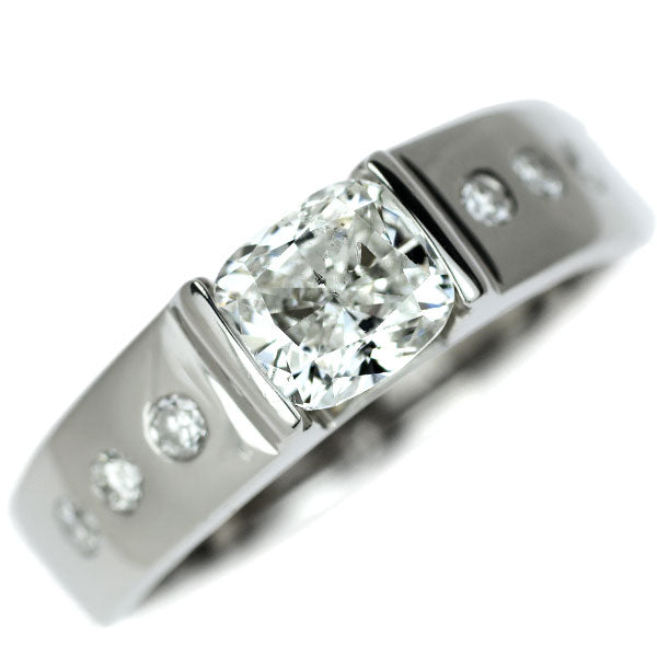 Pt900 クッションカット ダイヤモンド リング 1.017ct H SI2 D0.15ct