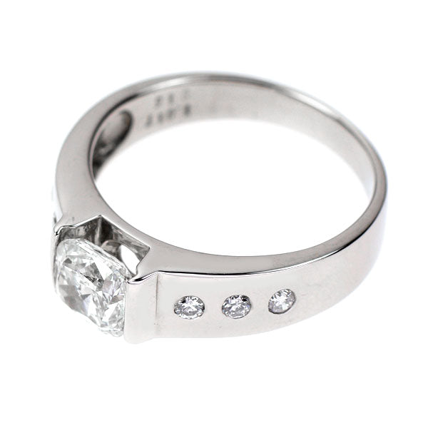 Pt900 クッションカット ダイヤモンド リング 1.017ct H SI2 D0.15ct