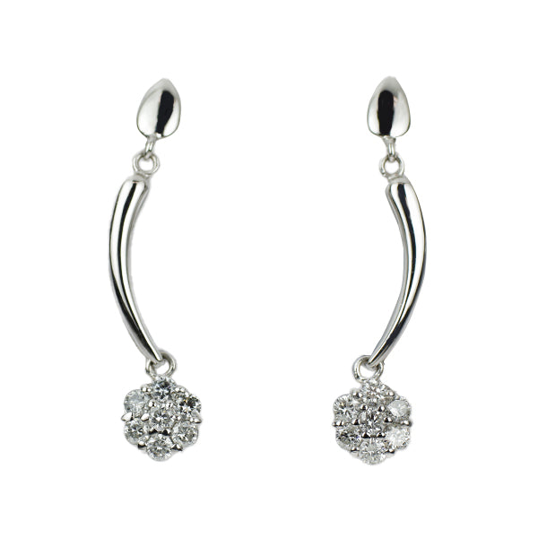 K18WG ダイヤモンド ピアス 0.46ct フラワー