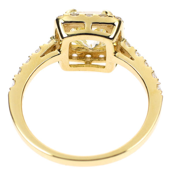 新品 K18YG プリンセスカット ローズカット ダイヤモンド リング 1.502ct VLY SI1 D0.34ct 【エスコレ】